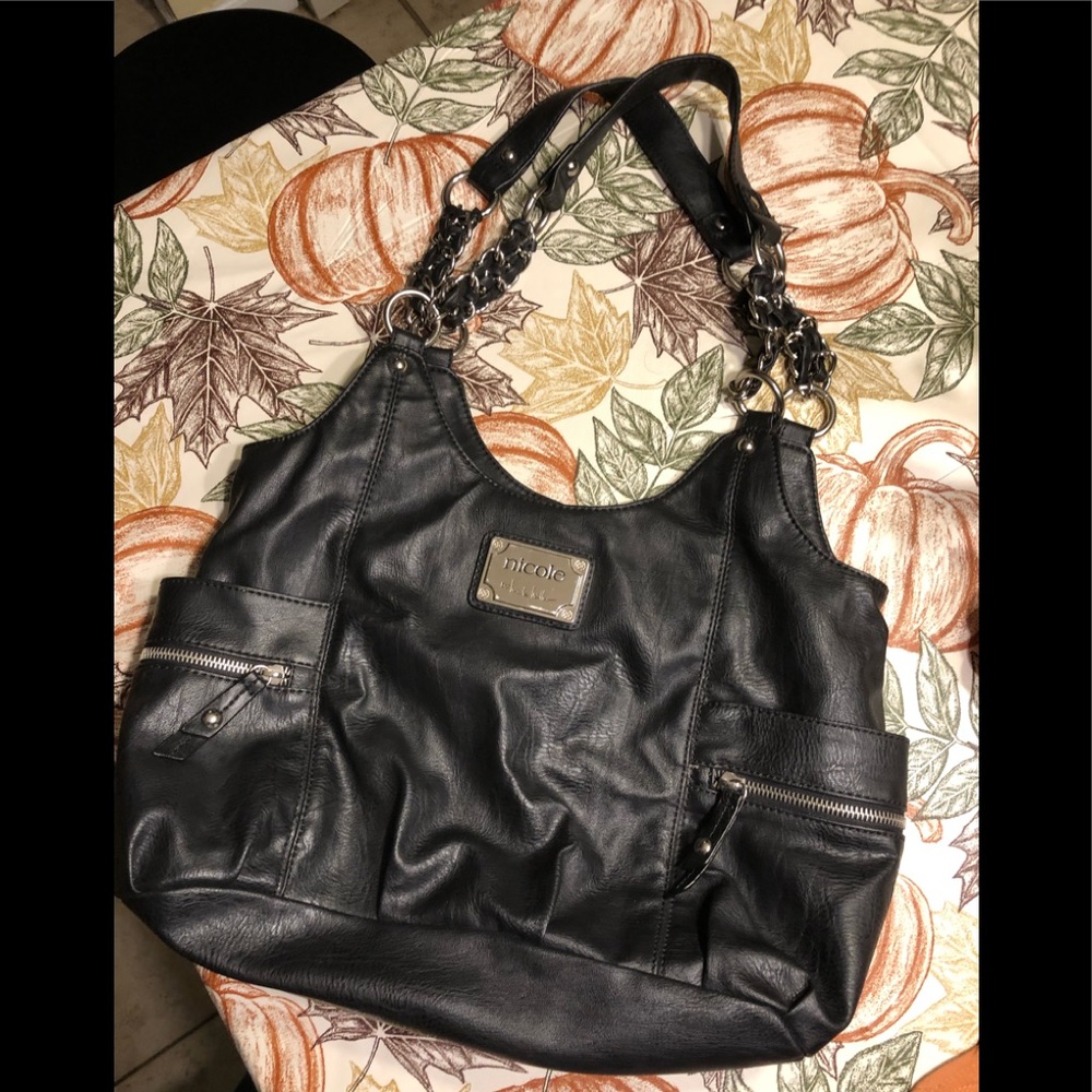 Nicole Miller black Hobo style handbag